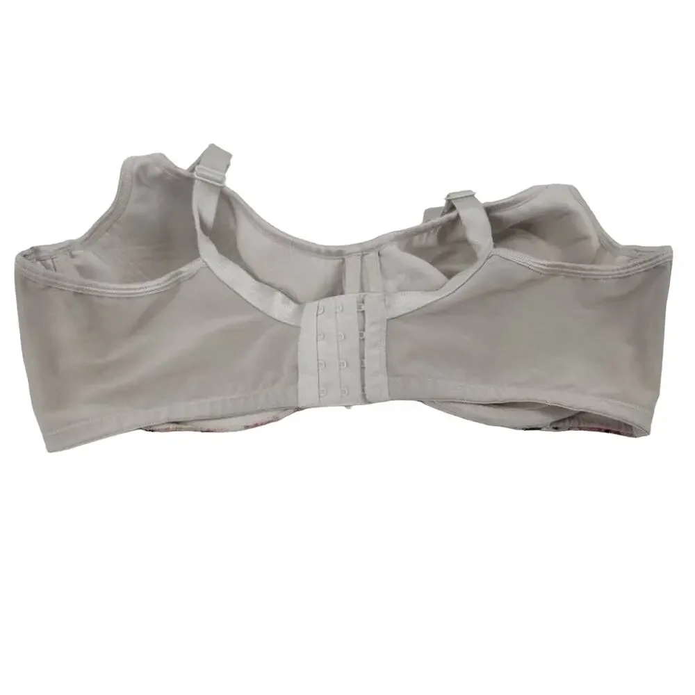 Cacique Floral Rose Lace Underwire Back Clasp Full Coverage Bra Size 44DDD